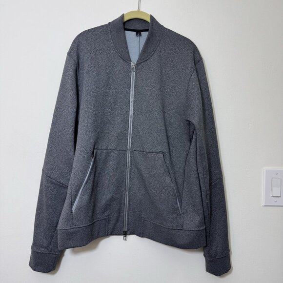 Lululemon Men’s City Sweat Fleece Bomber Jacket Size L Gray Full Zip Pockets - Picture 1 of 7